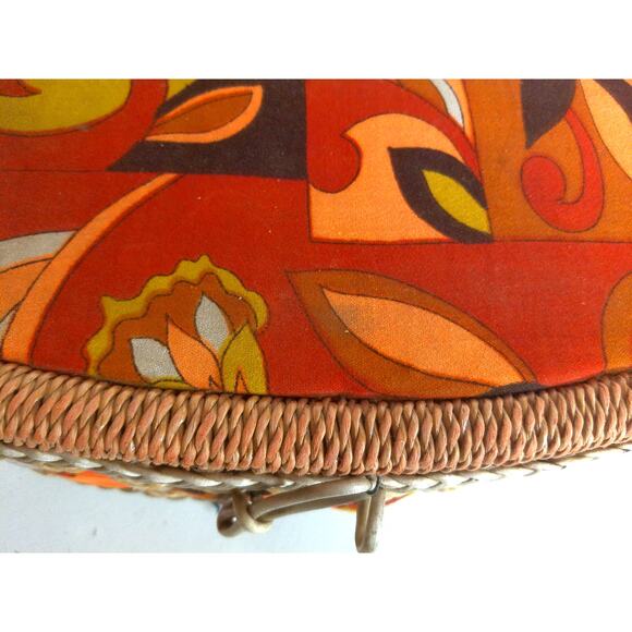 Vintage Sewing Storage Basket Retro Mod Psychedelic Pattern READ - Picture 7 of 9